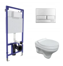 Комплект: инсталляция NOVUM, кнопка L3 глянцевый хром, унитаз ALBIT S, сиденье дюропласт Top Slim SO