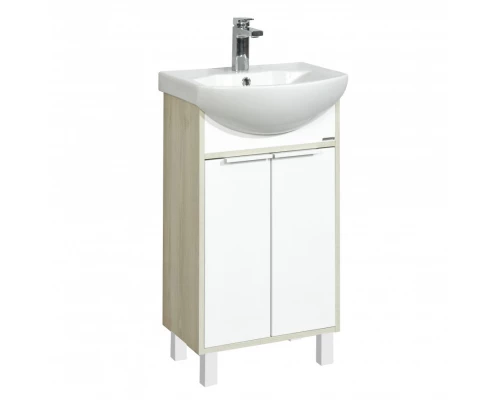 Тумба РИКО 50, белая, ясень фабрик (под раковину СМАЙЛ 50)