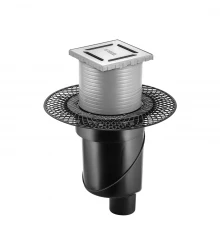 Трап водосток PLATZ Norma 100х100, матовый хром, S-сифон D50/105 H50 вертикальный, BERGES