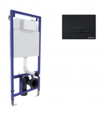 Инсталляция  для скрытого монтажа унитаза NOVUM кнопка F5 Soft Touch, черная, BERGES