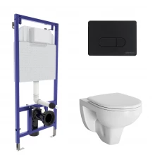 Комплект для монтажа подвесного унитаза GAMMA: инсталляция NOVUM525, кнопка D5, унитаз  с сиденьем G