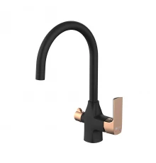 Ursus Смеситель для кухни, выс.пов.излив 203мм фильтр.воды, р/ОД, черный/золото, LM, LM7261BLR
