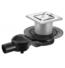 Трап водосток PLATZ Norma 150х150, хром глянец, S-сифон D50 H60 боковой, BERGES