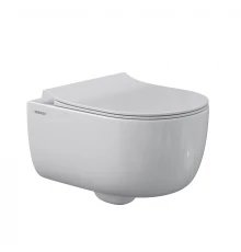 Унитаз подвесной EGO Rimless, сиденье дюропласт Toma Slim SO, микролифт, быстросъем, белый, BERGES