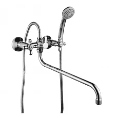 H02 Смеситель для ванны, круг.пов.излив 350мм с держ-м на теле, р/ДВ, хром, ROS, H02-84