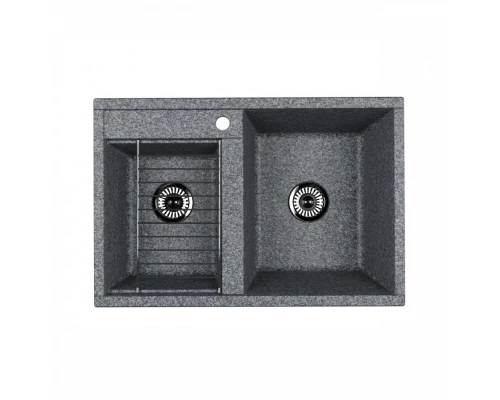 Мойка для кухни  Делия 78 DBL  780x520x218 мм, прямоуг. с крылом, серый