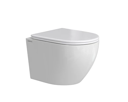 Унитаз подвесной OKUS Rimless, сиденье дюропласт, микролифт, быстросьем, белый, BERGES