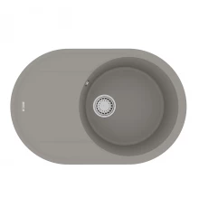 Кухонная мойка Lemark LACHA 760 врезная овальная с крылом из кварцгранита, Грей