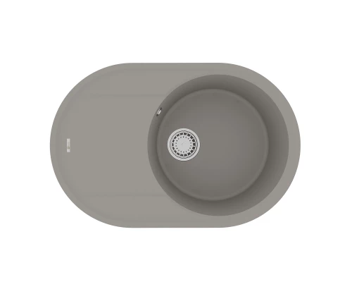 Кухонная мойка Lemark LACHA 760 врезная овальная с крылом из кварцгранита, Грей