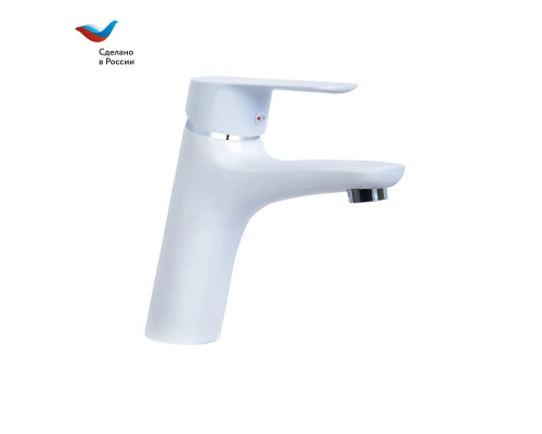 КОТТЕДЖ Смеситель для умывальника с литым изливом, белый, СЛ-ОД-Г1Б, Славен