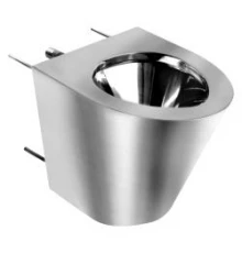 Унитаз из нержавеющей стали без сливного бака матовый c антивандальным креплением 390х355х450