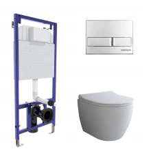 Комплект: инсталляция NOVUM, кнопка L3, унитаз OKUS, сиденье дюропласт Toma Slim SO, BERGES