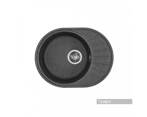 Мойка для кухни  Чезана 568x437x191 мм,круглая с крылом, графит