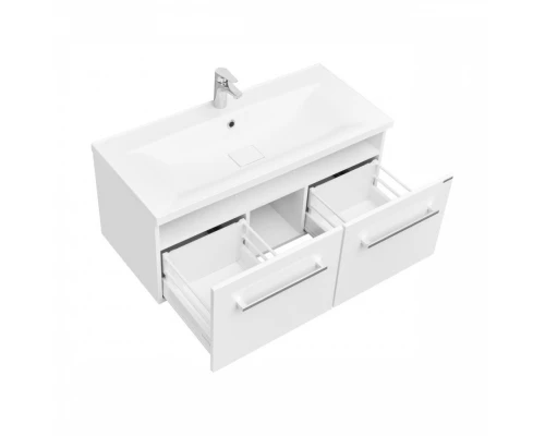 Тумба МАДРИД 100 М, 2 ящика, белая (под раковину АЙРИС 100, АЙРИС М 100, ПРЕМЬЕР 100, ПРЕМЬЕР М 100)