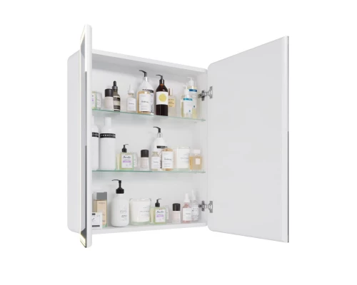 Шкаф зеркальный Lemark ELEMENT 70х80 см 2-х дверный, с подсветкой, с розеткой, цвет корпуса: Белый