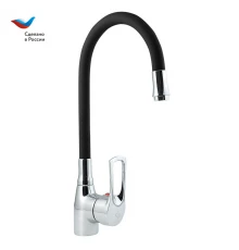 ЦВЕТ Смеситель для мойки с высоким изливом из силикона, черный, СЛАВЕН, Ц2Ч