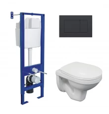 Комплект: инсталляция ATOM кнопка черная SoftTouch, унитаз Gamma, сиденье полипропилен Gamma PS, мик