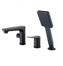 Bronx Смеситель для ванны, монолит.корот.излив166мм  на борт на 3 отв,р/ОД, черный, LM, LM3745BL