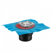 Трап водосток ZENTRUM Norma 100х100, матовый хром, выпуск D50/75/110 H74 вертикальный, BERGES