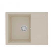 Кухонная мойка Lemark IMANDRA 640 врезная прямоугольная с крылом из кварцгранита, Бежевый