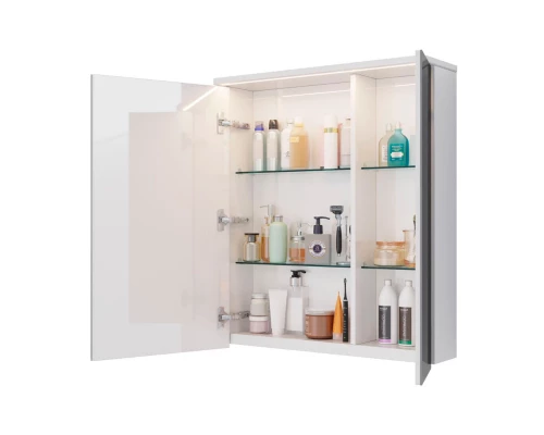 Шкаф зеркальный Lemark ZENON 70х80 см 2-х дверный, с козырьком-подсветкой, с розеткой, цвет корпуса: