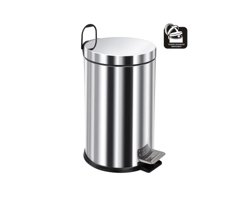 Ведро-контейнер для мусора с педалью 12 л, микролифт,хром,  BERGES