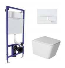 Комплект: инсталляция NOVUM кнопка L1 белая, унитаз SIGMA Rimless 52 см, сиденье дюропласт микролифт