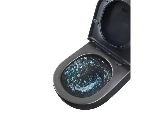 GLAZER BLACK MATT Унитаз подвесной безободковый с сиденьем микролифт,черный, LM, 9612004