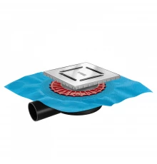 Трап водосток ZENTRUM Norma 150х150, матовый хром, выпуск D50 H65 боковой, BERGES