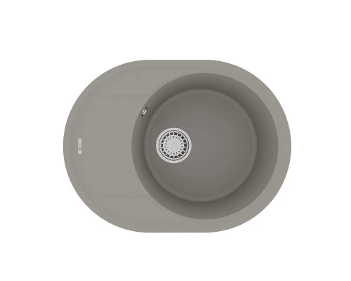 Кухонная мойка Lemark LACHA 620 врезная овальная с крылом из кварцгранита, Грей