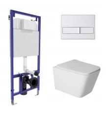 Комплект: инсталляция NOVUM кнопка L2 матовый хром, унитаз SIGMA Rimless 52 см, сиденье дюропласт ми