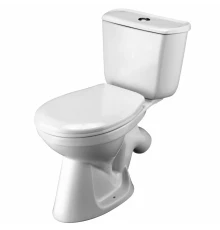 БРИЗ Унитаз-компакт, косой выпуск, эконом., 1-режимная арматура, сиденье полипропилен. САНТЕК