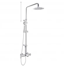 Душевая система наружнего монтажа с телескопическим тропическим душем и душевым комплектом, с изливо