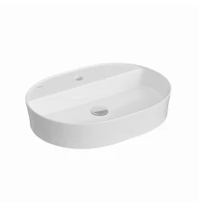 Раковина Ego SL накладная овал 60х45 см, с отверстием под смеситель, овальная, белый глянец, BERGES