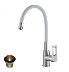 Z35 Смеситель для кухни, гиб.цвет.излив 216мм, р/ОД, хром/белый, ROS, Z35-35U-White