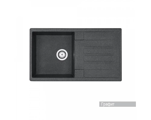 Мойка для кухни  Верона 855x500x210 мм, прямоуг. с крылом, графит
