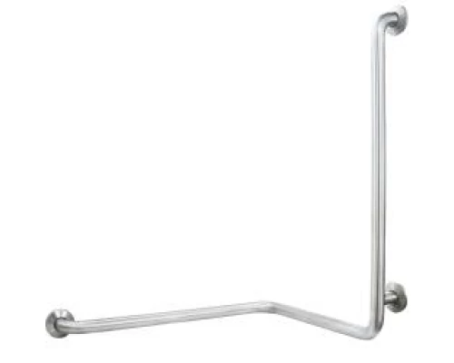 Поручень настенный правый под двумя углами 90* для людей с ограниченными возможностями, глянцевый