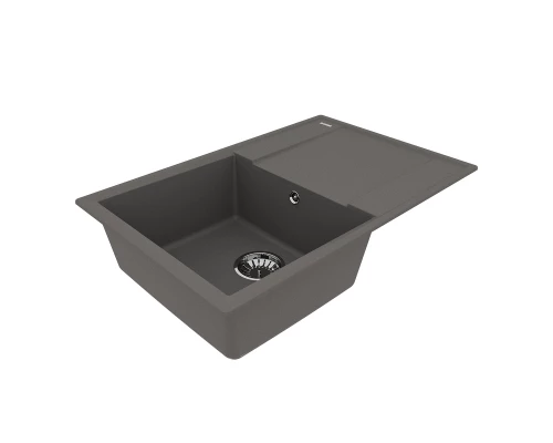 Кухонная мойка Lemark IMANDRA 760 врезная прямоугольная с крылом из кварцгранита, Серый шёлк