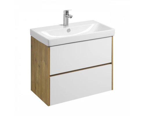 Тумба СКАНДИ 80, универс., 2ящ., белый/ дуб рустикальный (под раковину АДРИАНА 80)