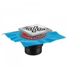 Трап водосток ZENTRUM Antik 150х150, хром глянец, выпуск D50/75/110 H74 вертикальный, BERGES