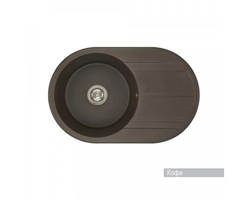 Мойка для кухни  Амира  780x500x211 мм, круглая с крылом, кофе