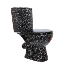 УЮТ Унитаз-компакт, косой выпуск, 2-х режимн. арм-ра, сид. п/п Уклад, черный кракелюр, ROSA