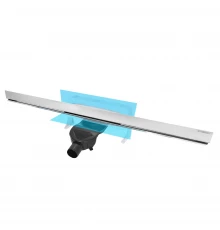 Желоб водосток WALL 1000 пристенный, матовый хром, S-сифон D50 H60 боковой, BERGES