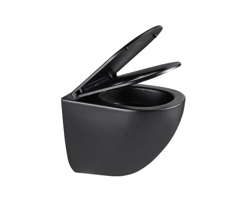 GLAZER BLACK MATT Унитаз подвесной безободковый с сиденьем микролифт,черный, LM, 9612004