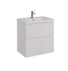Тумба Lemark VEON 70 см под 1 раковину, подвесная/напольная, 2 ящика, цвет корпуса, фасада: Белый гл