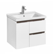 Тумба РЕНЕ 60, белая, грецкий орех (под раковину МИРАНДА 60) 