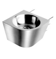 Раковина из нержавеющей стали настенная  полукруглая c антивандальным креплением Правая, шт