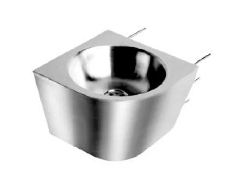 Раковина из нержавеющей стали настенная  полукруглая c антивандальным креплением Правая, шт