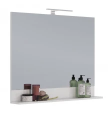 Зеркало Lemark ROMANCE 100 см с полкой, цвет: Белый глянец