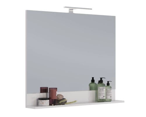 Зеркало Lemark ROMANCE 100 см с полкой, цвет: Белый глянец